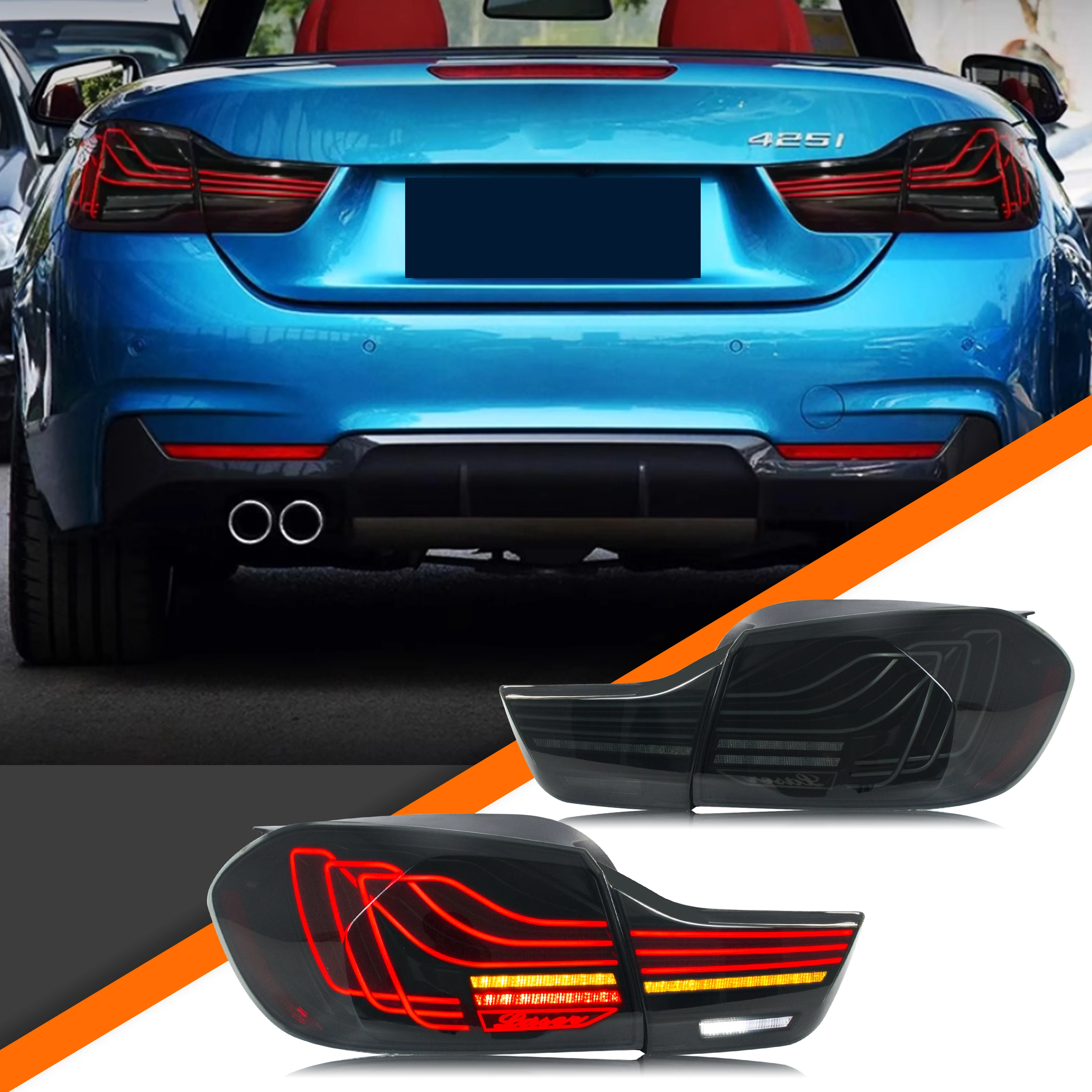 Feux arrière LED CSL pour BMW série 4 M4 F32 F82 F36 F33 F83 2014 – 2020, clignotant séquentiel, ensemble de feux arrière noirs