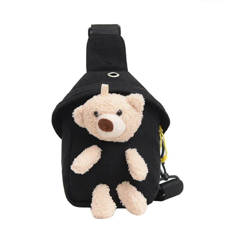 Children\'s Bags Winter New Messenger Bag Cute Bear Chest Bag Korean Version Trend Boys and Girls Mini Canvas Bag messenger bag