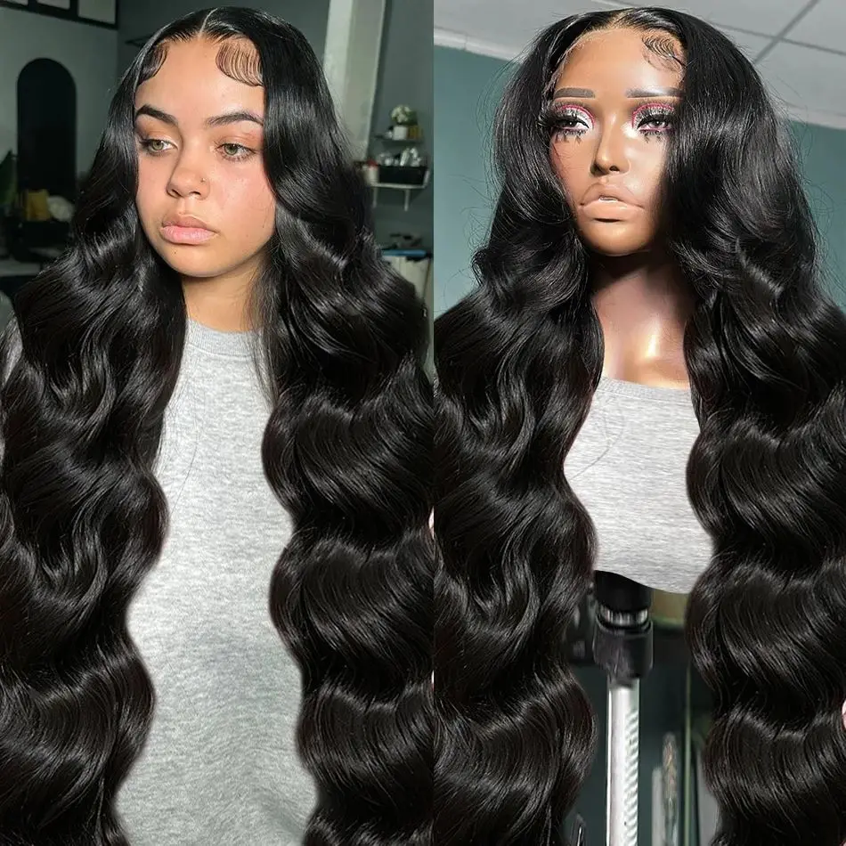 220 Density  HD Remy 13x6 Body Wave Lace Front Wigs Human Hair Wigs 30 40 42 Inch Pre Plucked Transparent 13x4 Lace Frontal Wig