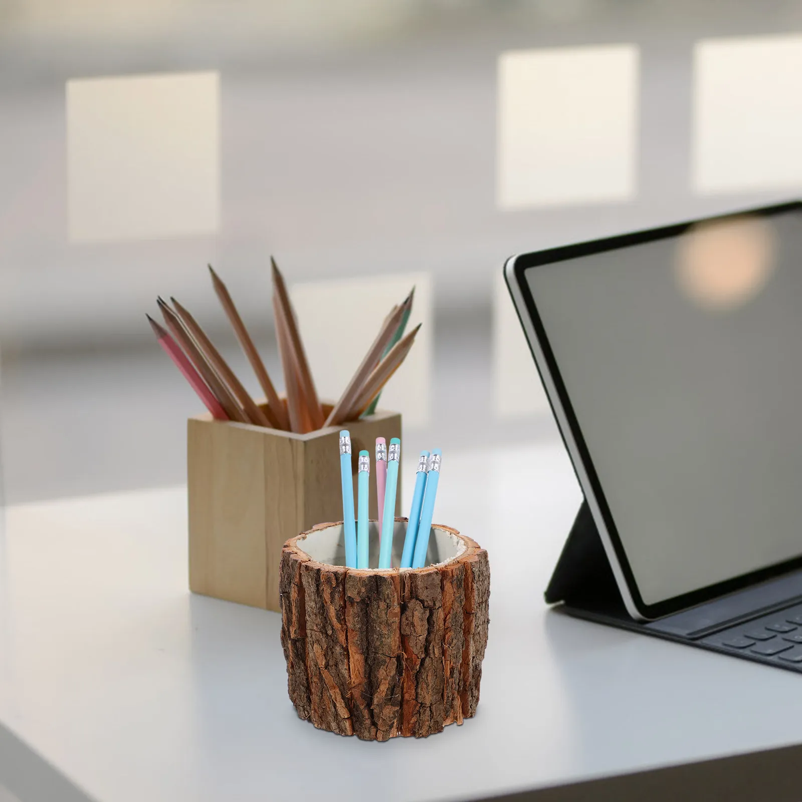 

2Pcs Classic Wood Pen Holder Multi Function Pencil Cup Desktop Organizer for Office Study Makeup Tool Storage Sundries Organizer