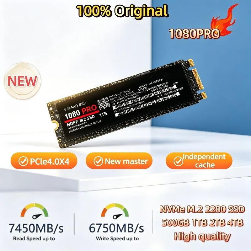 SSD NVMe M.2 2280 PCIe 4.0 1080PRO 100% authentique 500 Go 1 To 2 To 4 To, transfert de données rapide pour le jeu et la productivité