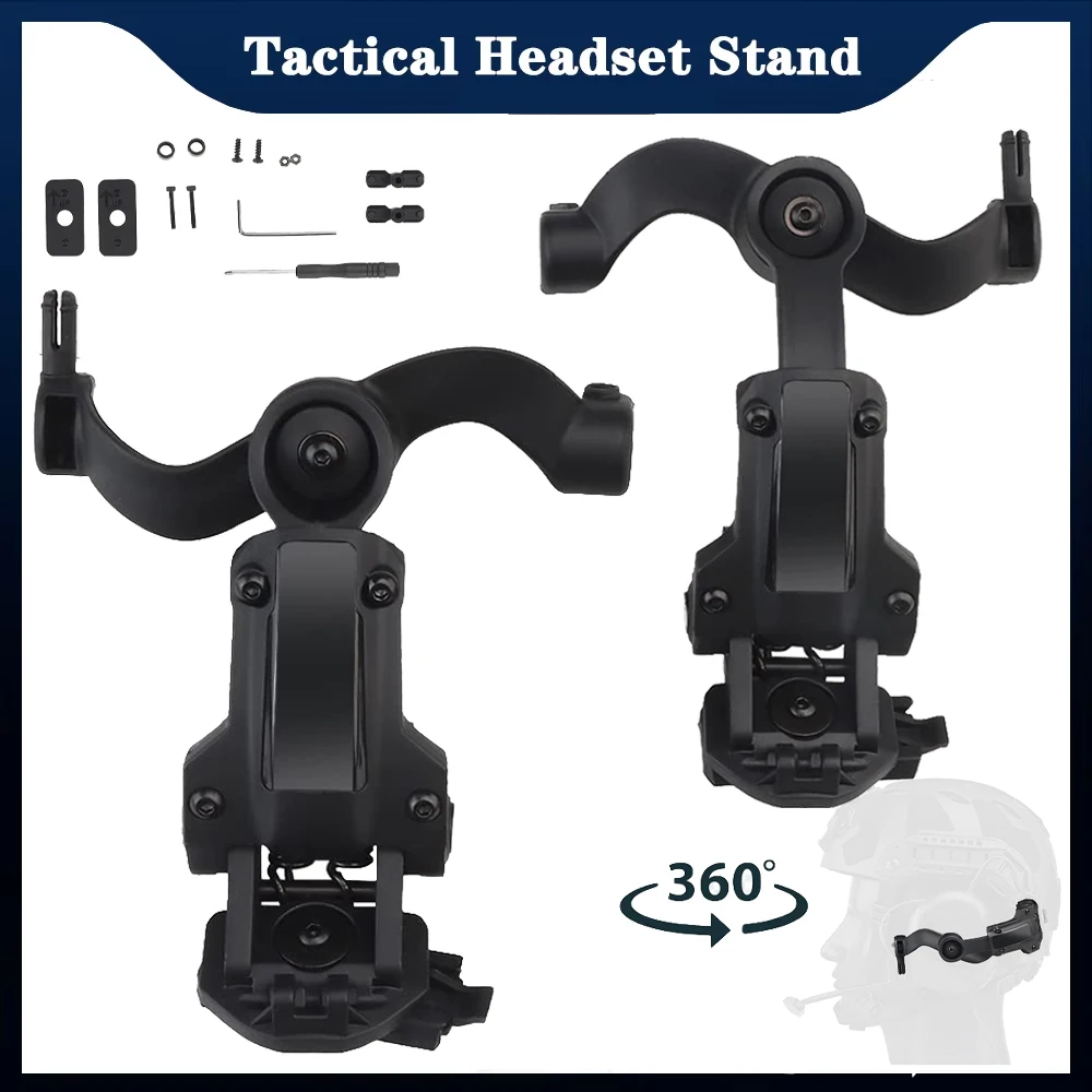 Tactical Helmet ARC Rail Adapter for M31/M32 Headsets, Airsoft Headset Helmet Bracket Kit, Hunting Rotation Headphones Holder