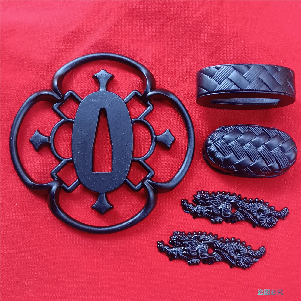 Full Set Alloy Carved Tsuba Fuchi Menuki Kashira Parts For Japanese Sword Samurai Katana Accessory New