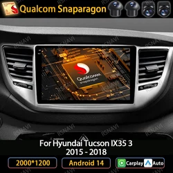 Android 14 Head Unit For Hyundai Tucson IX35 3 2015 2016 2017 2018 Car Radio Multimedia Video Player Navigation GPS 4G WIFI QLED