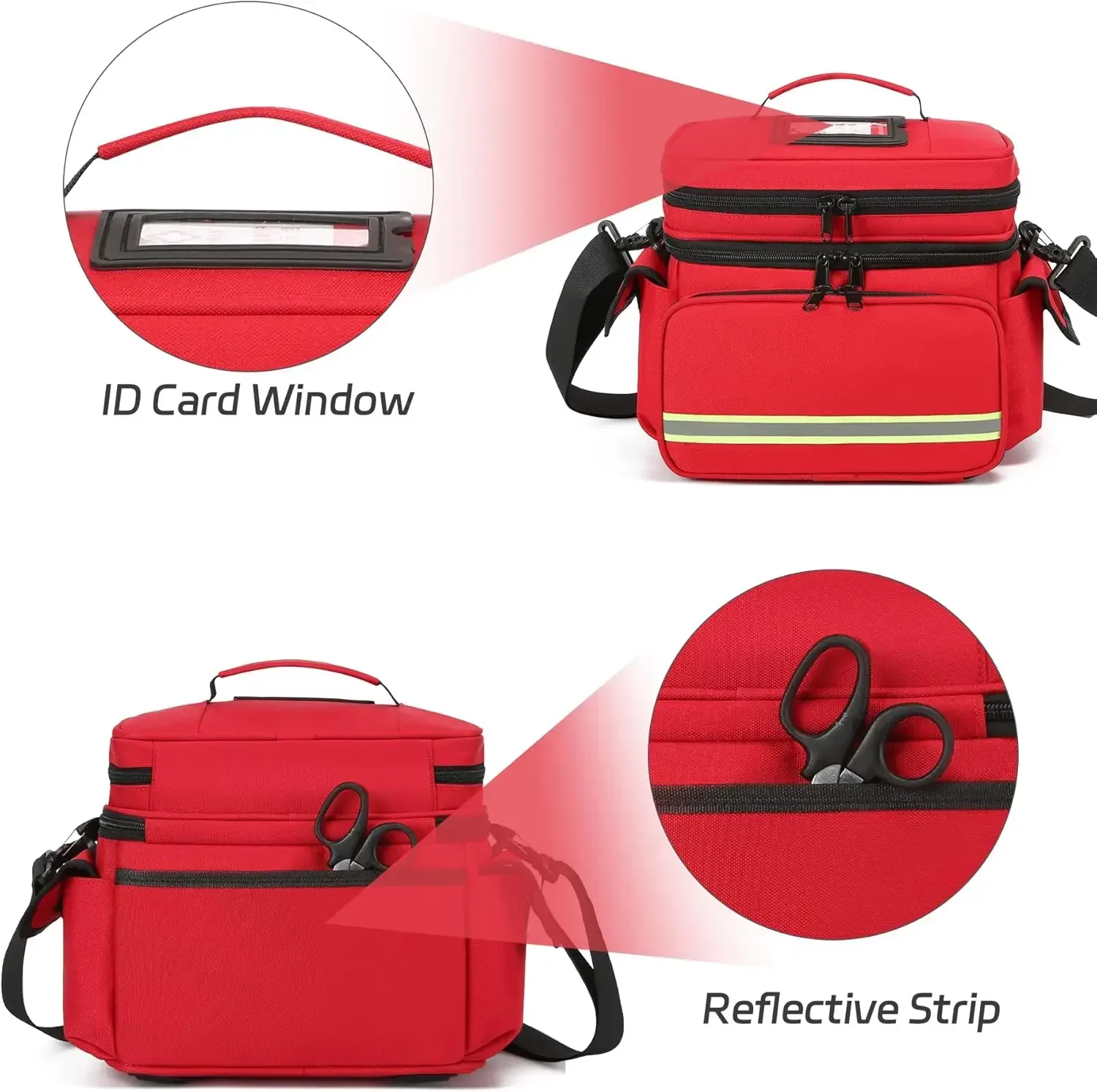 Waterproof Double Layer Medicine Bag Emergency Rescue Empty Emergency Trauma Bag Zippered Multi-pocket First Responder Organizer