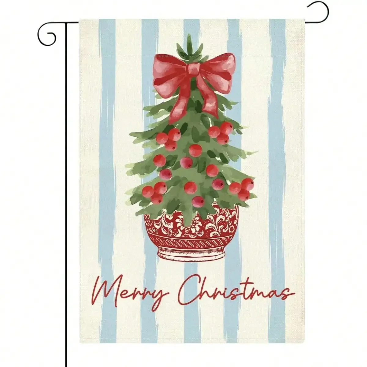 Chinoiserie Christmas Garden Flag,Christmas Tree Garden Flag,Chinoiserie Xmas Decor,Outdoor Decorations Small Double Sided Art Stained Glass Style 12 X 18 Inch For Outside