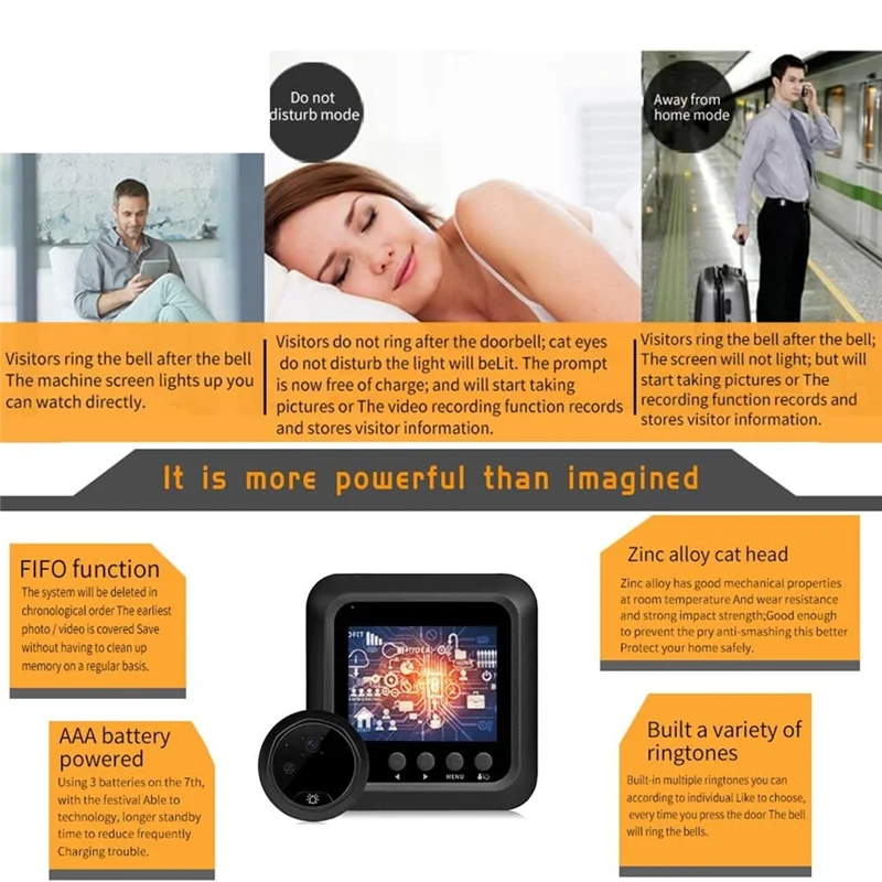 ABSY Digital Door Surveillance Camera Photoable Access Control Camera With 2.4 Inch LCD Screen