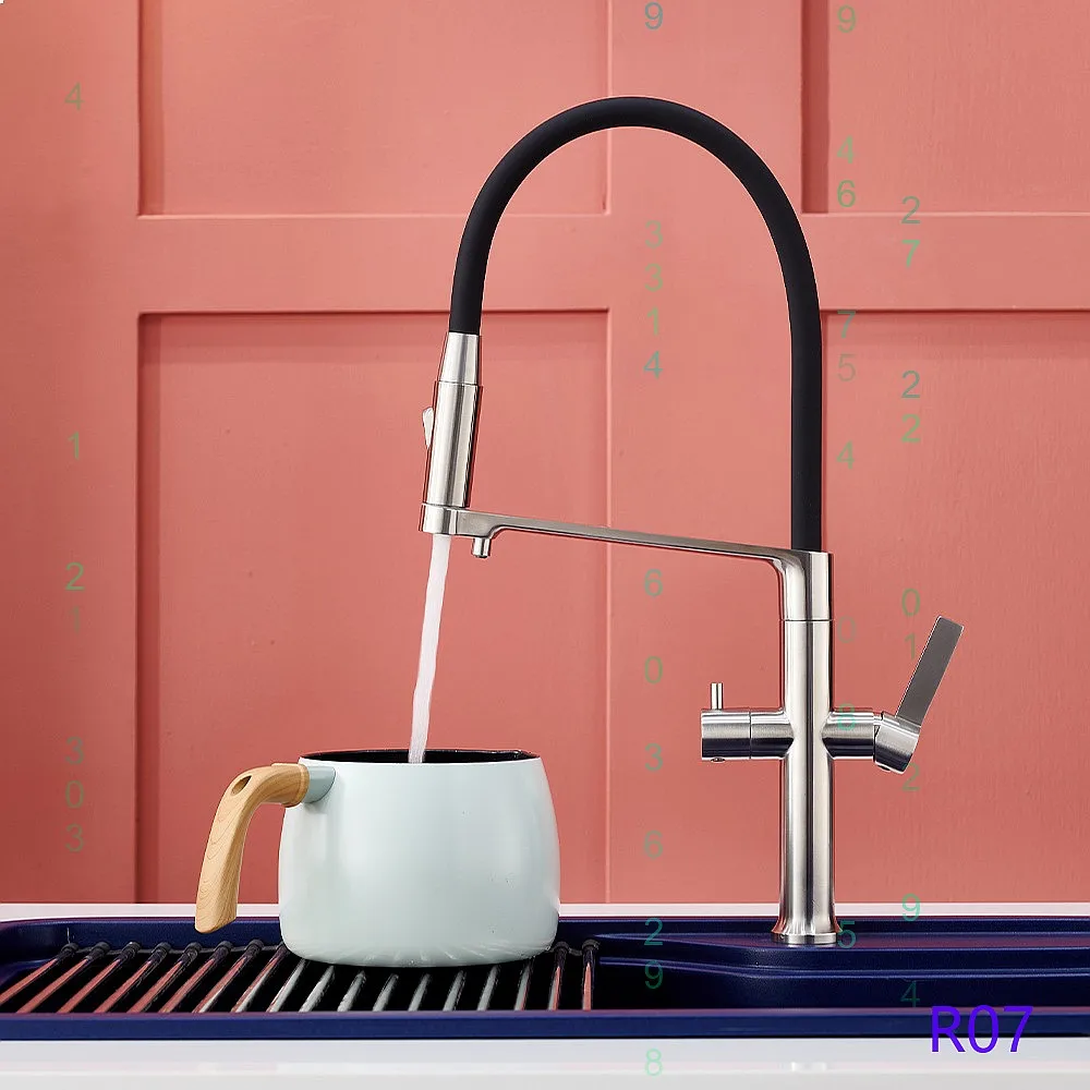 Modern Kitchen Faucet with Water Filtration, Single Handle Dual Control Splash-proof Design