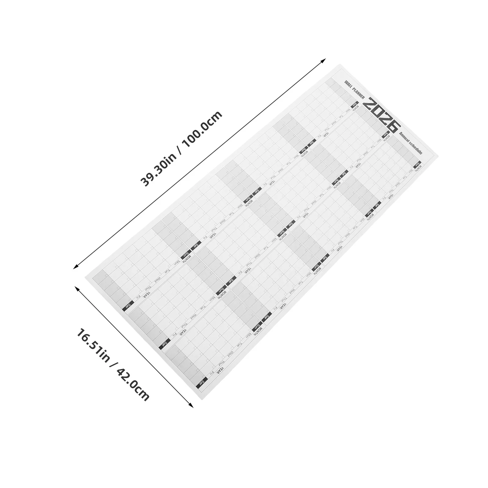 Calendario da parete cancellabile a secco Grande 100x42 cm Lavagna laminata riutilizzabile senza data Pianificatore annuale Organizzatore mensile Ufficio Aula