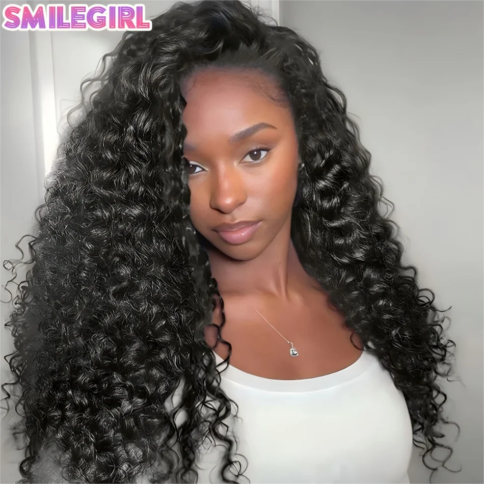 Curly 3 In 1 Half Wig Drawstring Band Wear Go Wig Invisible Hairline Human Hair Wigs Glueless Put On And Go Beginner Friendly Deep Wave Wigs Human Hair Drawstring Headband Wig For Women