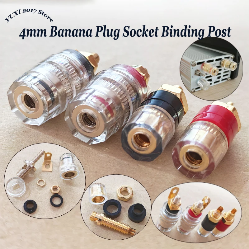1/2/4PCS 4mm Banana Plug Socket Binding Post Connector Gold-Plated Speaker Terminal For Amplifier & Audio Equipment