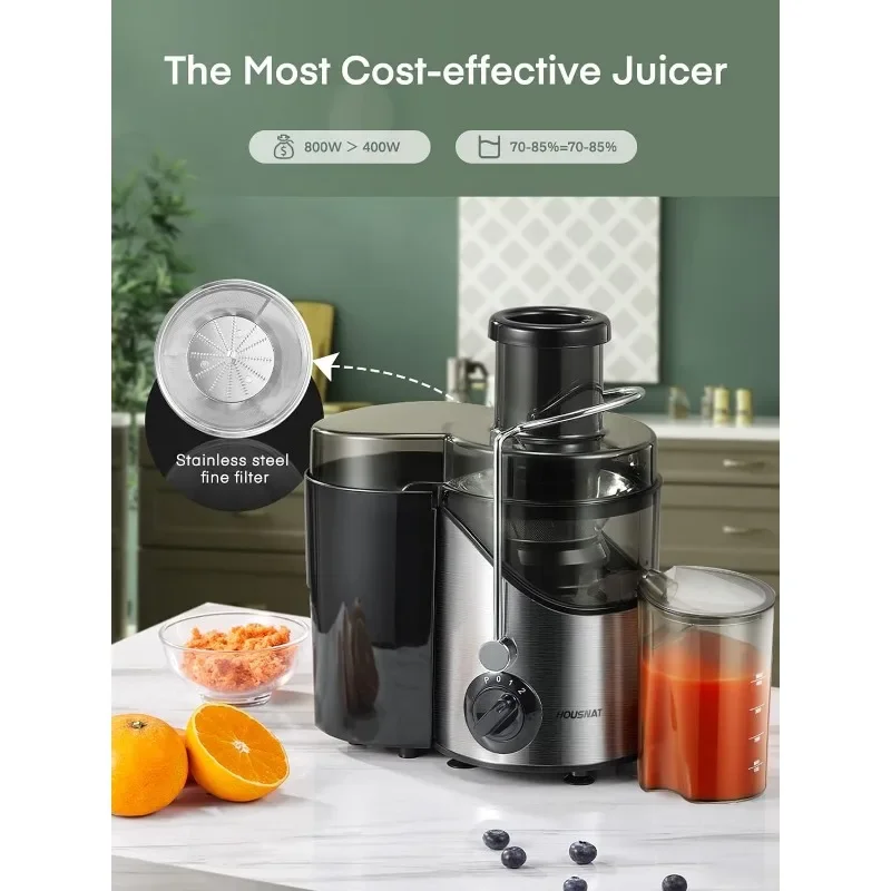 Juicer Machines, Juicers Extractor Easy to Clean, HOUSNAT Centrifugal Extractor Juicer 3 Speeds with Big Mouth 3" Feed Chute