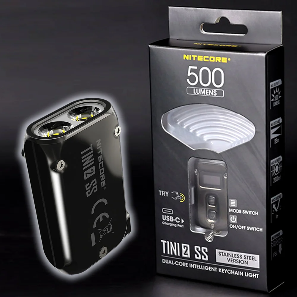 Imagem -05 - Nitecore Genuíno Tini2ss Mais Flexível Usb-c Cabo de 500lm Chaveiro Luz Recarregável Mini Lanterna Led Pocketlight Aço Inoxidável