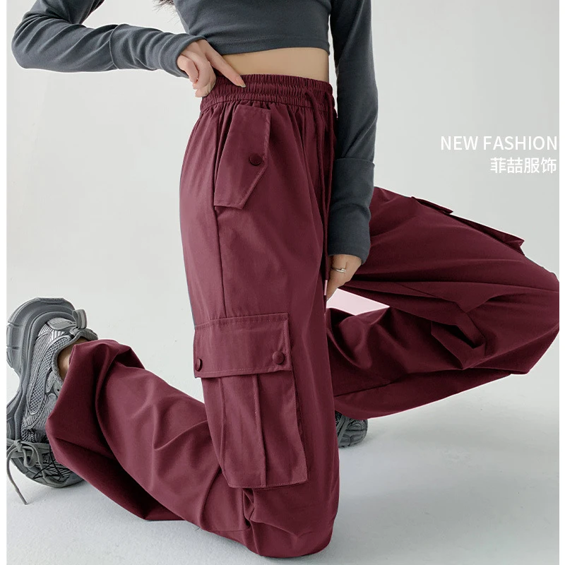 Cargo Pants Womens Dame Spring Canvas Highstreet Layered Outdoors Urban Minimalism Artistic Patterned Design Streetwear Youthful