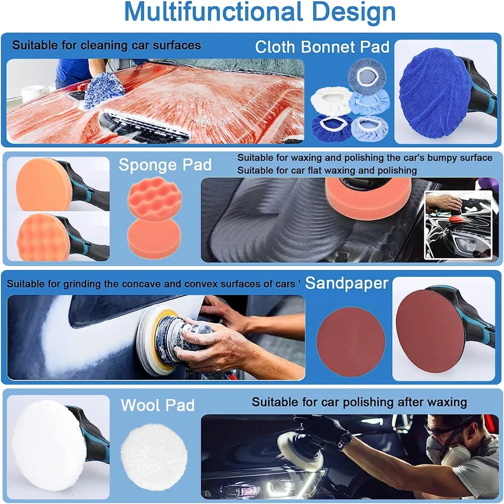 Pulidor de coche inalámbrico, máquina de pulido automático eléctrico de 6 engranajes, encerado de Metal, lijado de madera, eliminación de óxido para