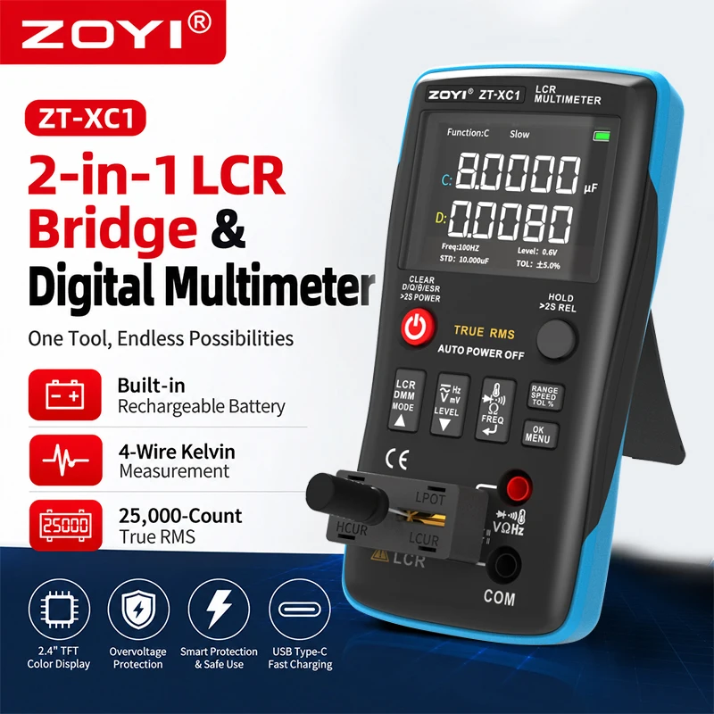 ZOYI XC1 New Gen LCR Multimeter Bridge Precise Voltage Resistance