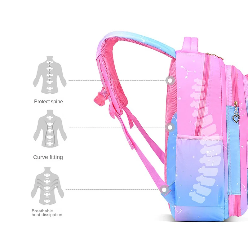 Primary School Bag for Teenage Girls Students Backpack Cute Pink Color Children's Backpack Large Capacity Kids School Bag