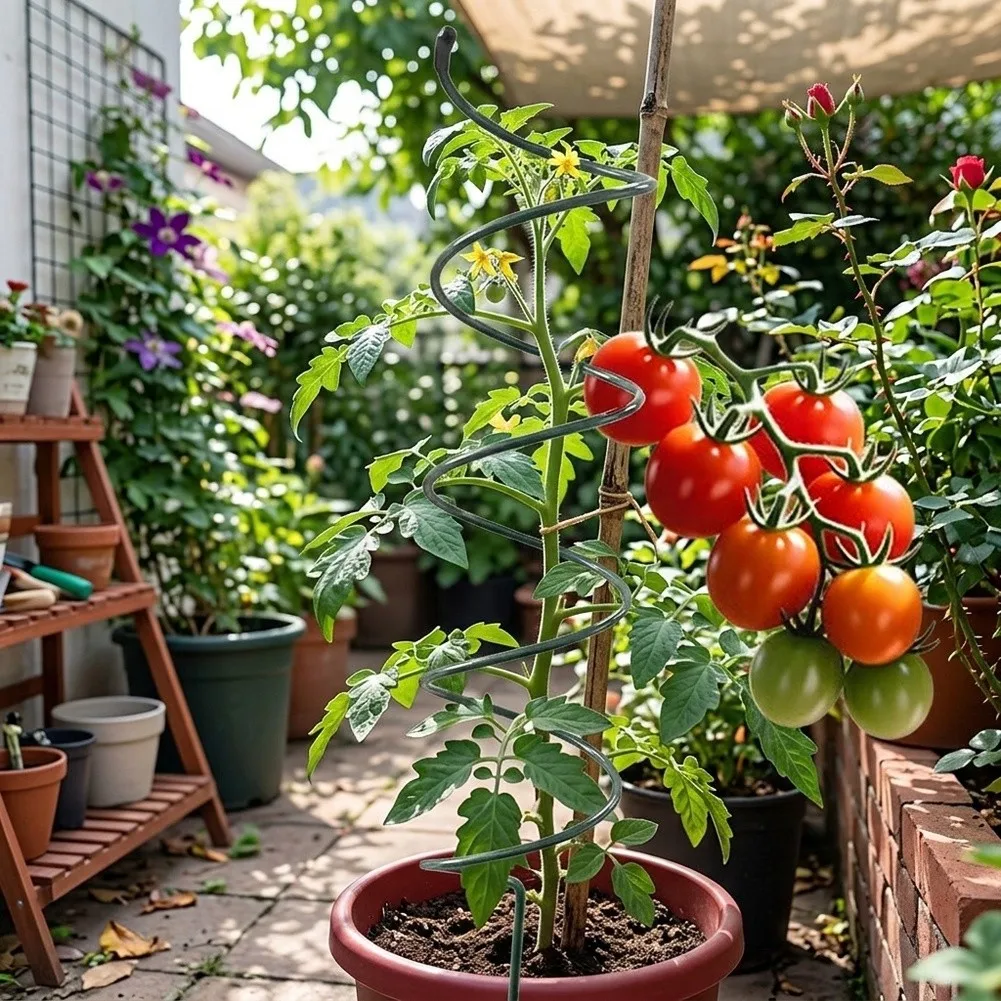 Garden Spiral Metal Stakes for Tomato Plants Trellis Support for Climbing Vegetables Peas Beans Vines Indoor Outdoor Use