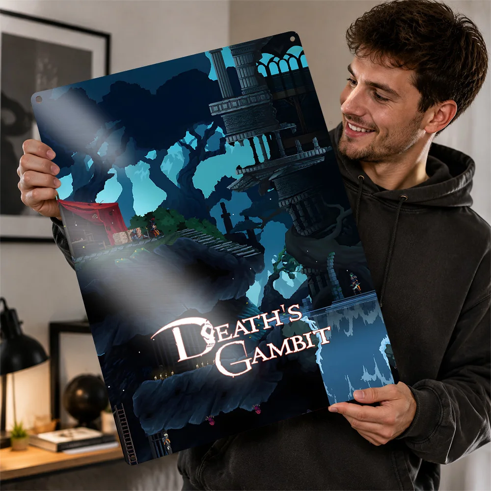 Death's Gambit Castle Landscape Printed Poster Personalized Aluminum Metal Sign Dark Realm Style Wall Art Made To Suit Bedroom