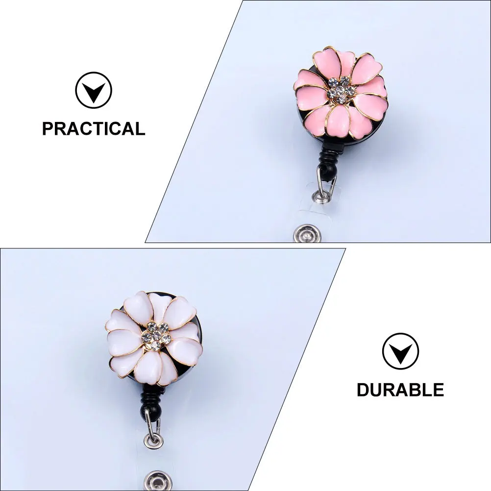 

2 шт., катушка для бейджа, зажим в форме цветка, пластиковый держатель для удостоверения личности, выдвижной зажим для бейджа для медсестер, офисных работников, студентов