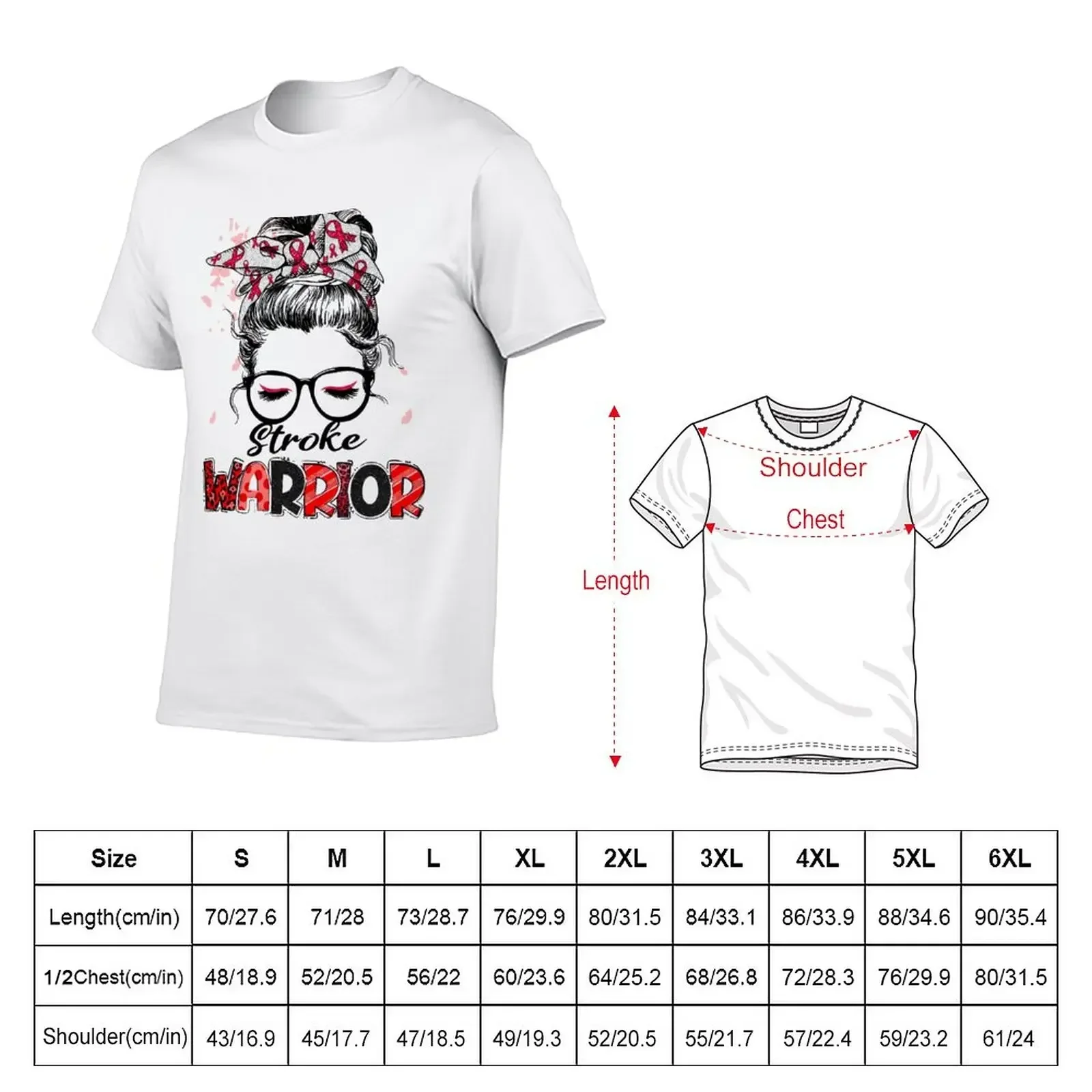 Stroke Warrior Messy Bun Stroke Fighter Gifts T-Shirt Blouse oversizeds heavy weight t shirts for men