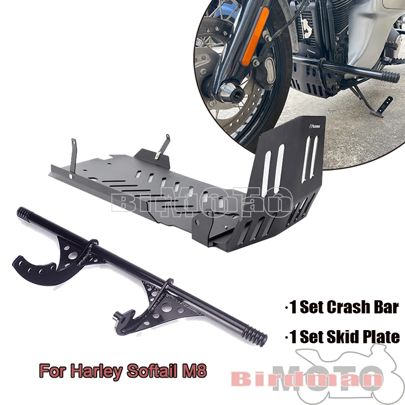 For Harley Softail Street Bob FXBB Standard FXST Low Rider S ST 2018-2023 Front Highway Crash Bar Engine Guard Frame Skid Plate