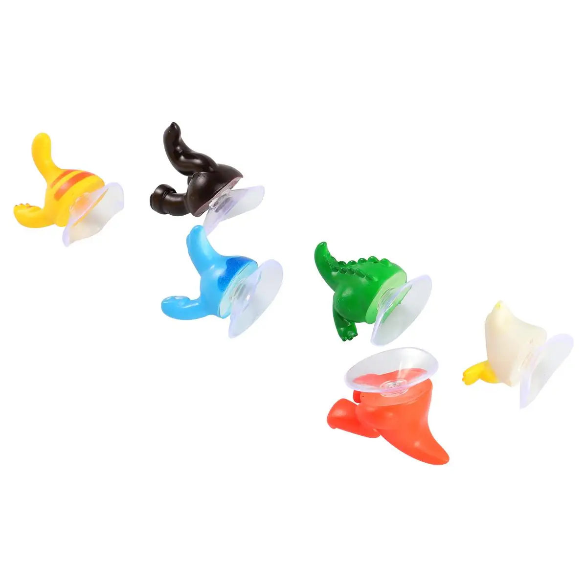 

6pcs Animal Tail Hooks Colorful Suction Cups Hangers for Kids Bathroom Shower Decor Wall Mount Easy Install NonDamage Smooth