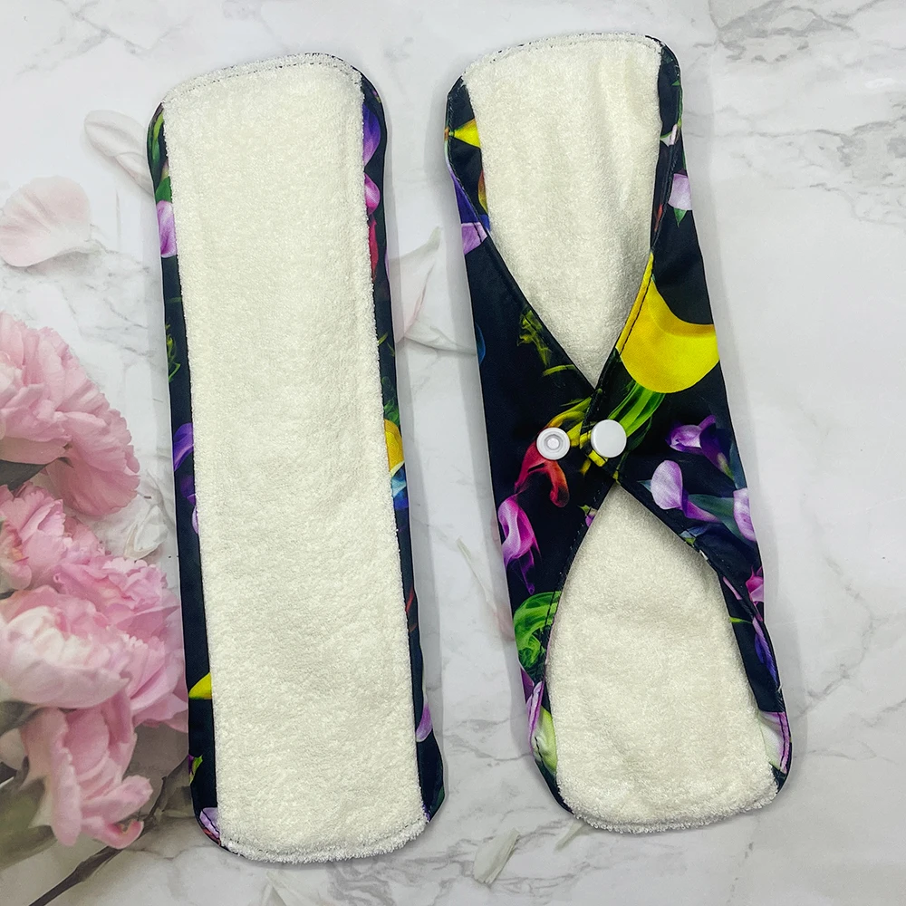 فوط صحية نسائية قابلة للغسل بأجنحة، فوط صحية يومية قابلة لإعادة الاستخدام، مجموعة وسادات داخلية من الخيزران ماصة #4