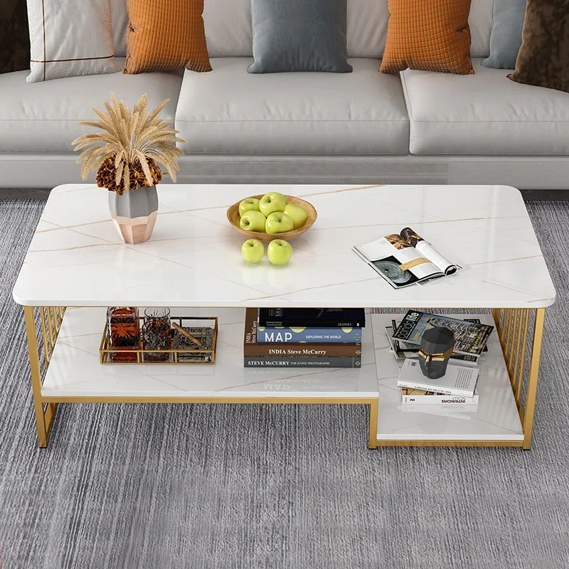 Gold Nordic Coffee Tables Luxury Simple Beautiful Metal Side Table Marble Effect Storage Mesa De Centro De Sala Home Furniture