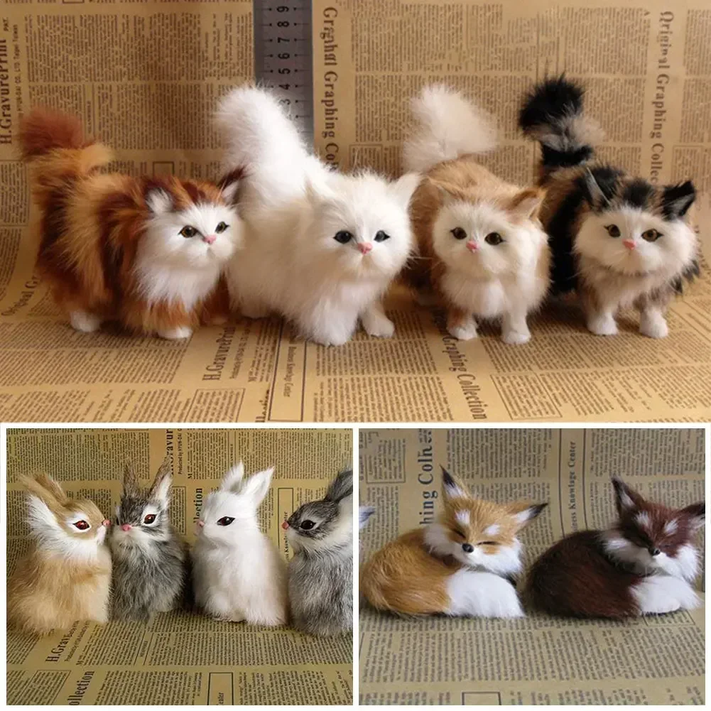 น่ารักจําลองแมวของเล่นตุ๊กตายัดไส้แมวปลอมแมวสัตว์จริงสําหรับเด็กผู้หญิงของขวัญวันเกิดวันวาเลนไทน์