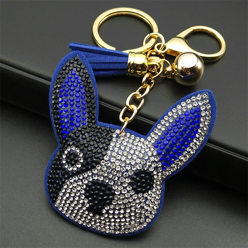 Dog Bull Terrier portachiavi in lega di cristallo Color oro Pet Lover Bag Car Charm portachiavi gioielli animali llavero ZZZ292