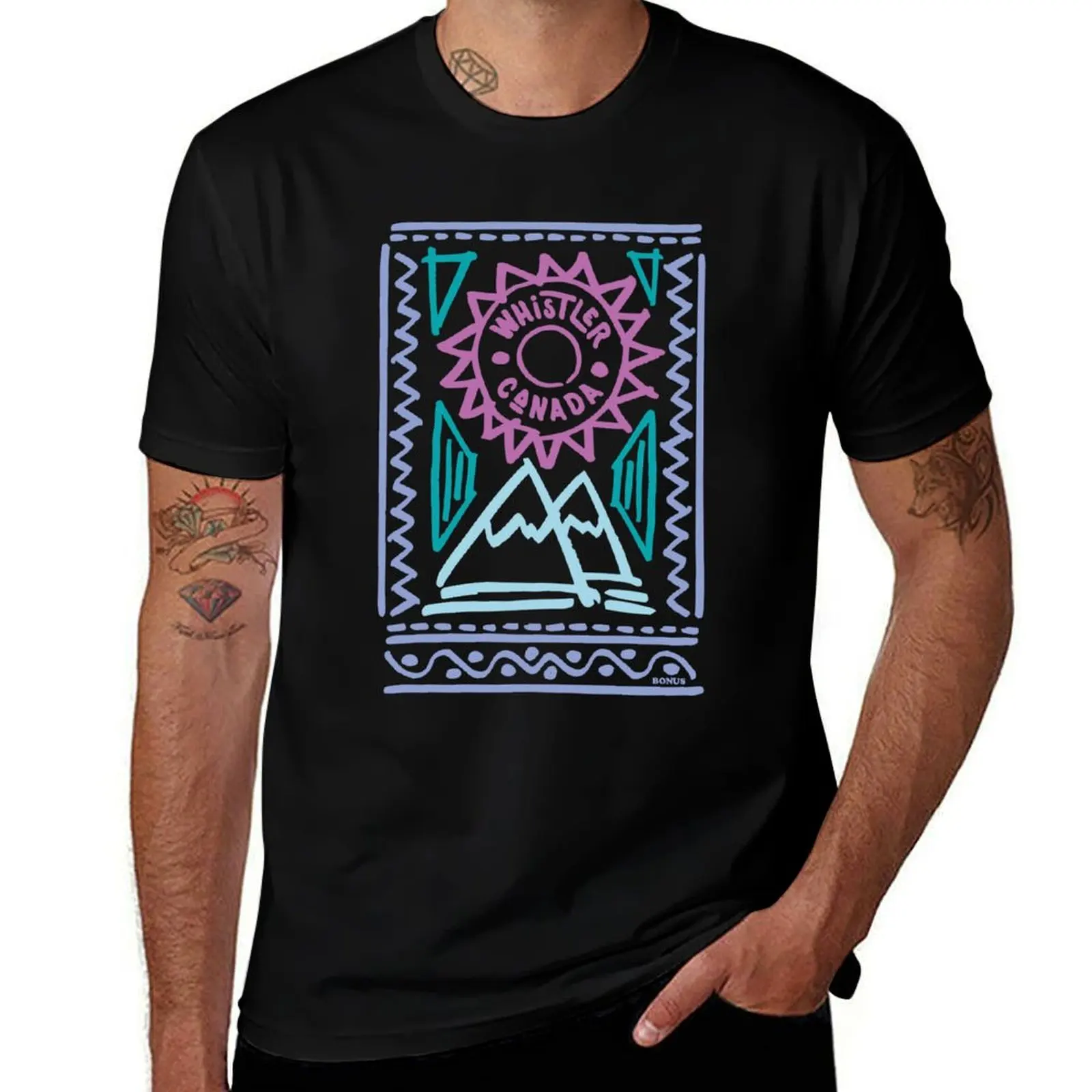 Whistler Sunshine - fun retro 80s hand drawn mountains T-Shirt anime t shirts oversize printed t shirts for man T-Shirt