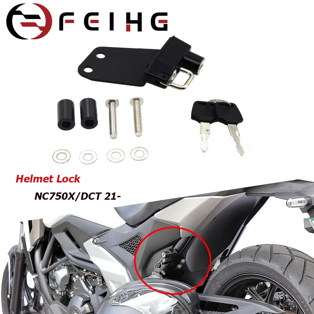 Motorcycle Helmet Lock Side Anti-theft Security with 2 Keys For Honda NC750X NC 750X DCT 2021 2022 2023