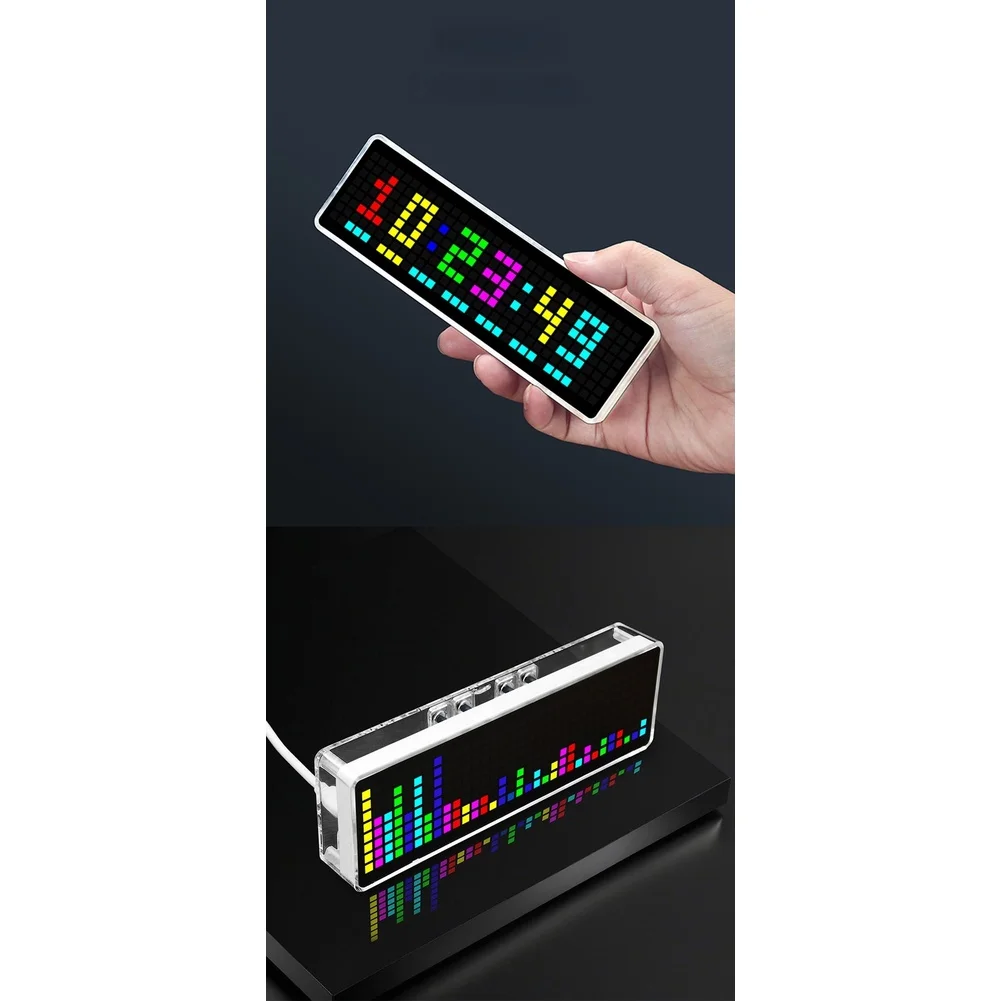 Electronic RGB LED Clock Featuring Music For Spectrum Visualization Transparent Case and Multi Mode Timer Function