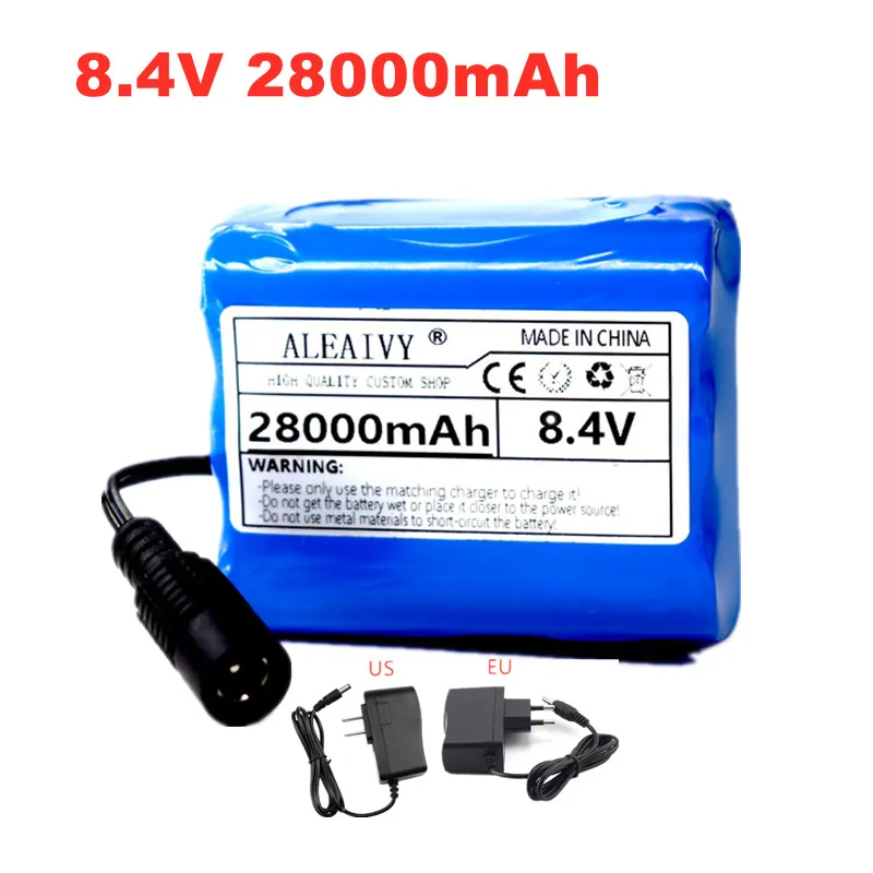 A leaivy 8.4V 28000mAh 18650 bateria litowo-jonowa 2S3P 7.4V 28Ah ładowalny akumulator, nadaje się do światła rowerowe + ładowarka