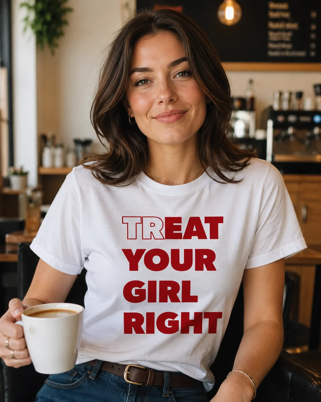 Eat Treat Your Girl Right Fun Lettering Print T-shirt Street Fashion Casual Harajuku Kawaii T-shirt Women's Y2K Clothing ﻿