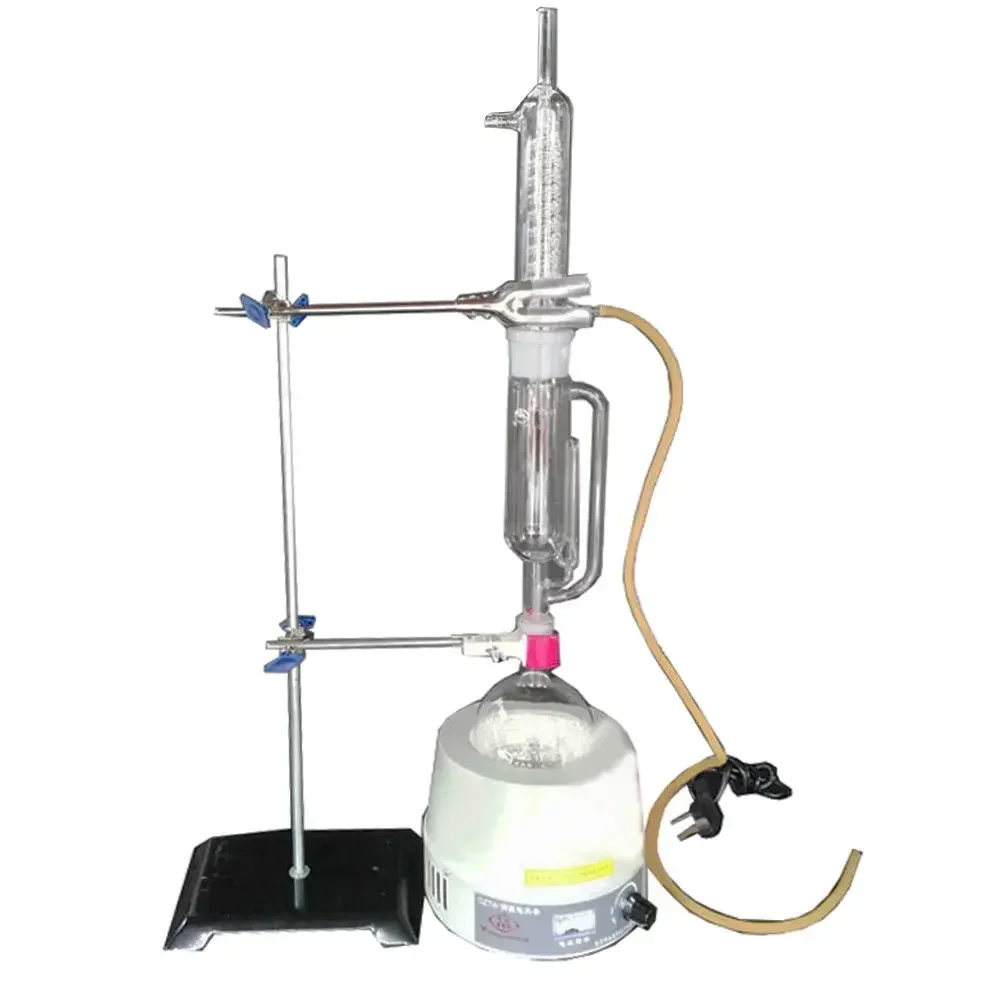 250ml-1000ml New Lab Soxhlet Extractor Essential Oil Steam Distillation Glassware Kits w/Thermostat Electric Heater Condenser