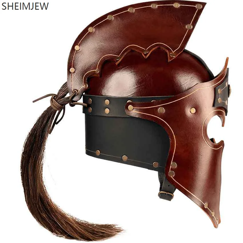 Halloween Medieval Role Play Accessories Knight Warrior Gladiator Roman Greek Costume Movie Character Helmet Adult Unisex New view 4