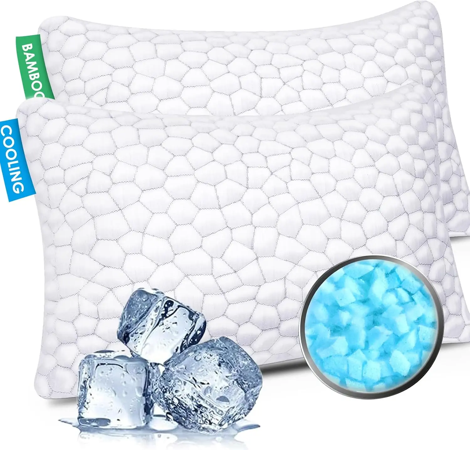 

Cooling Bed Pillows for Sleeping 2 Pack Shredded Memory Foam Pillows Adjustable Cool Pillow for Side Back Stomach Sl