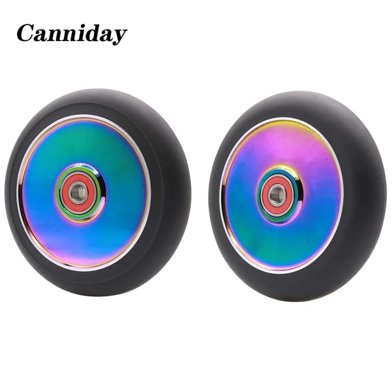 Scooter Wheels with Bearing Kick, Aluminum Alloy, Scooter Parts, Replacement Accessories, Pro Stunt, 110mm, 120mm, 2Pcs