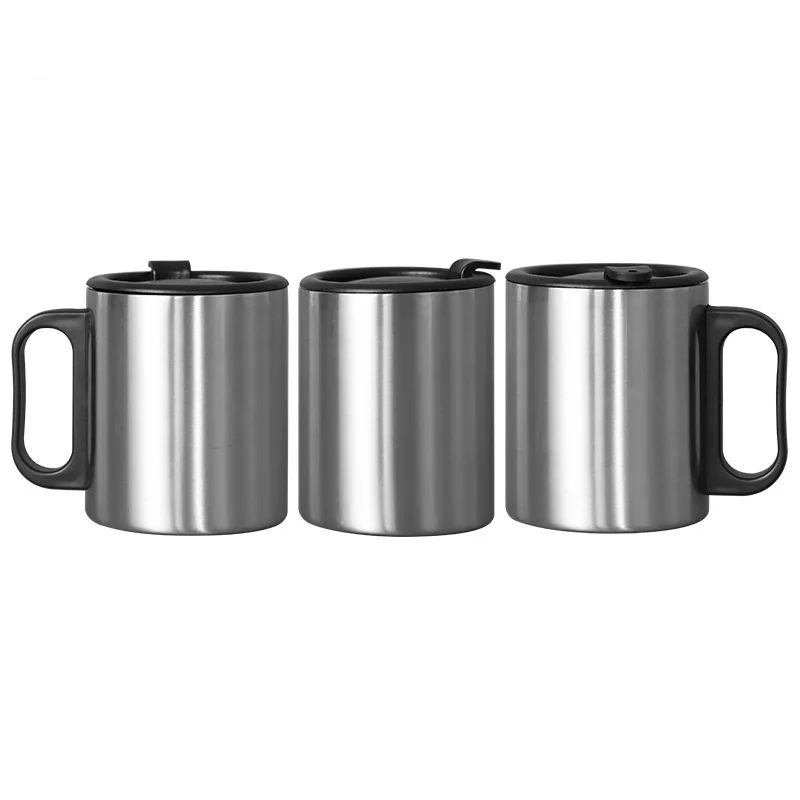4 Pack Sublimation Blank Vintage Coffee Mugs Stainless Steel Mug with Handle 10oz/300ml Camping Coffee Mugs Outdoor Hiking Cup