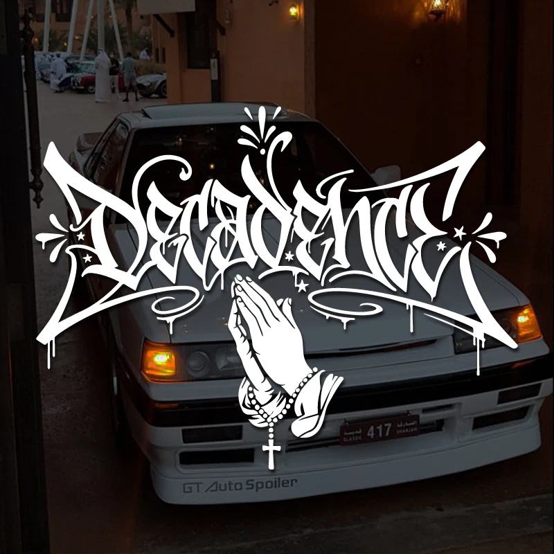 Waterproof High‑Quality Car Decal, Personalized Cool Decadence Graffiti Prayer Hand Vinyl Sticker for Auto Window Bumper Truck