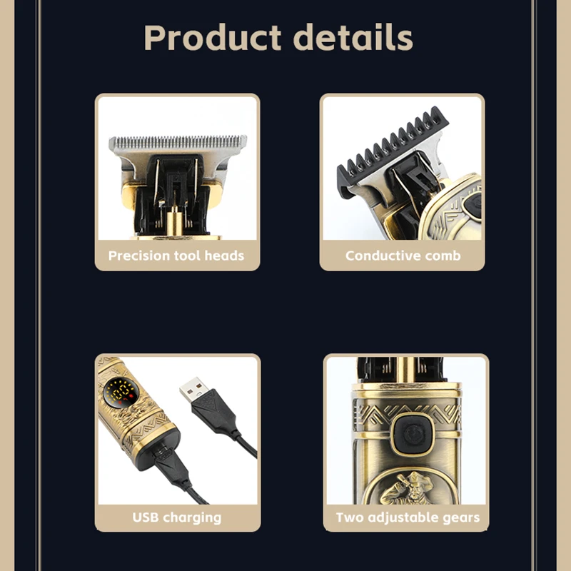 Profissional Clipper Cabelo Recarregável, Cuidados Pessoais, Salão LCD Tesoura, T9 Aparador, Redução USB, Barbeiro Corte de Cabelo, VGR V097