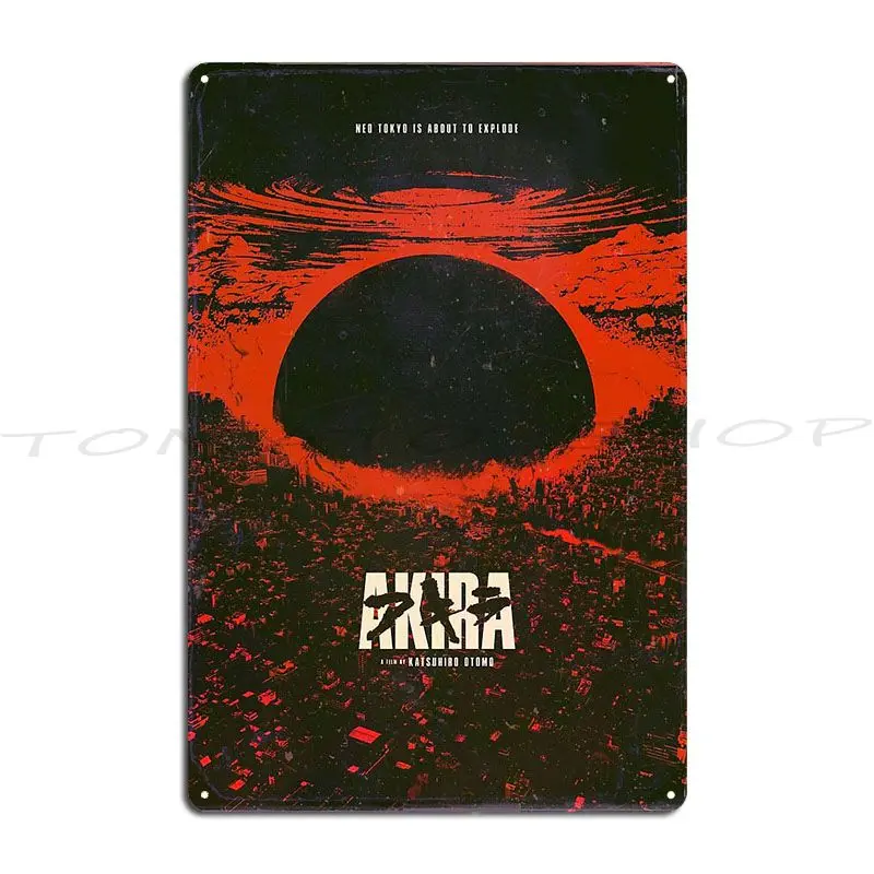 Akira Cyberpunk City Explosion Poster Red Metal Plaque Wall Mural Club Bar Party Garage Designer  Tin Sign Poster