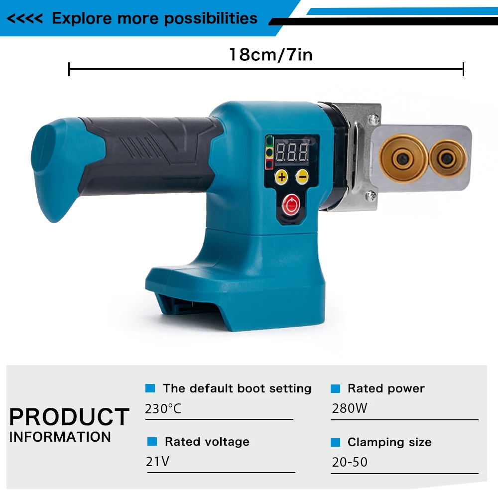 Welding Machine Water Pipe Melter 350W Digital Display Temperature Adjustment Handheld Welding Machine for Makita 18V Battery