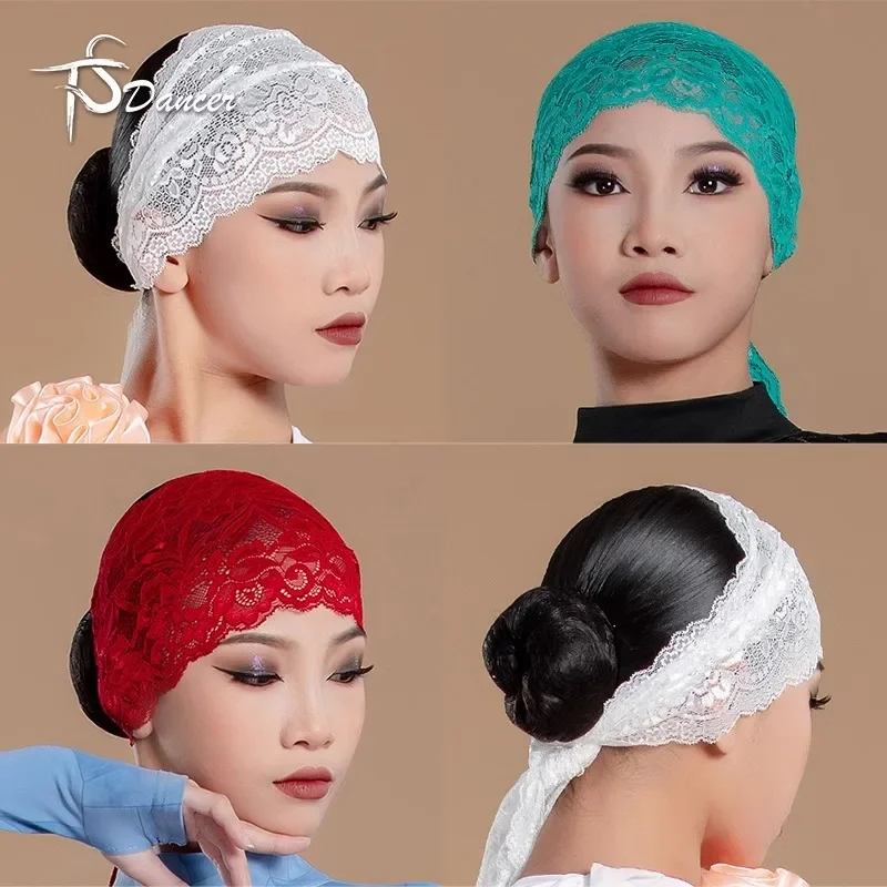 

Customized Latin Dance Children's Lace Long Hair Strap New Lace Elastic National Standard Performance Headwear Female Adult
