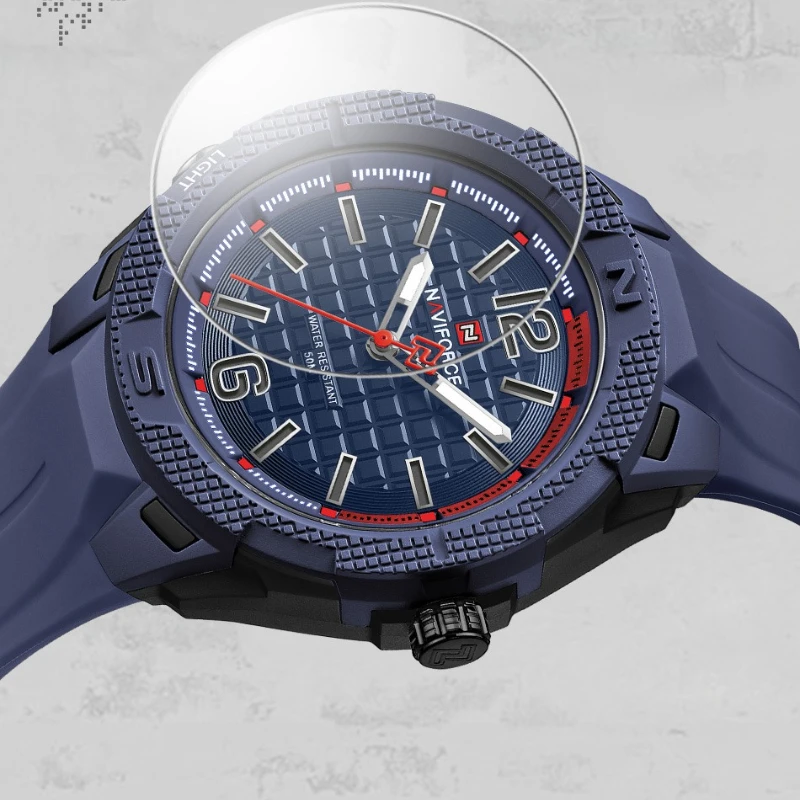 

Новые стильные мужские спортивные часы NAVIFORCE, водонепроницаемые (5ATM), модные, с хронографом, ремешок из ТПУ, кварцевые наручные часы, Relogio Masculino