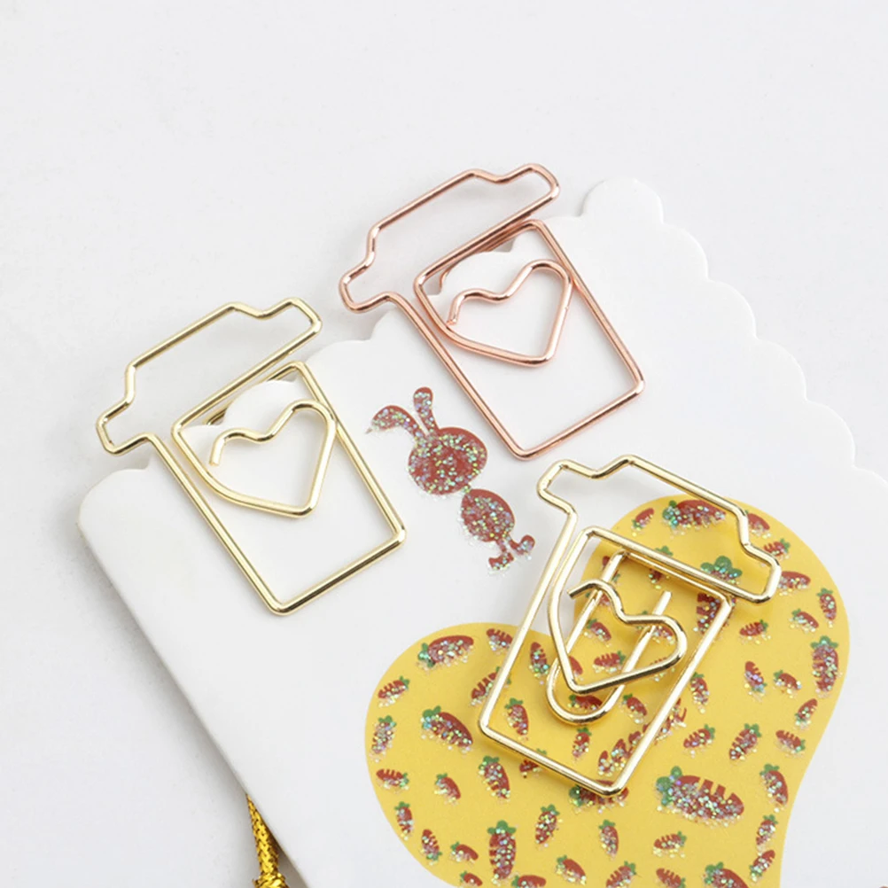 24 قطعة فنجان القهوة دبابيس ورق سبيكة الإبداعية المعادن ملاحظة كليب لمكتب المدرسة المرجعية منظم قرطاسية ورقة السحابات