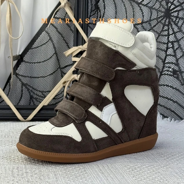 Luxury brand casual sports shoes for women's 2025 autumn/winter new style, 6.5CM insole high top running travel shoes