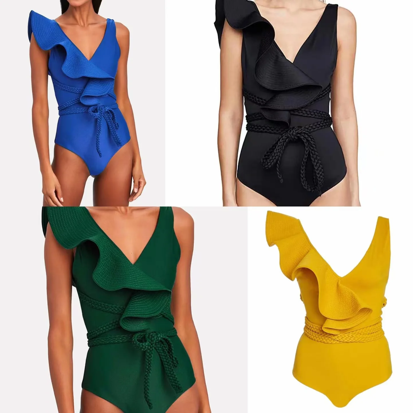 

2024 Ruffle Swimsuit Women One Piece Swimwear Female Backless Bodysuit Bathers Bathing Swimming Swim Suit Summer Beachwear